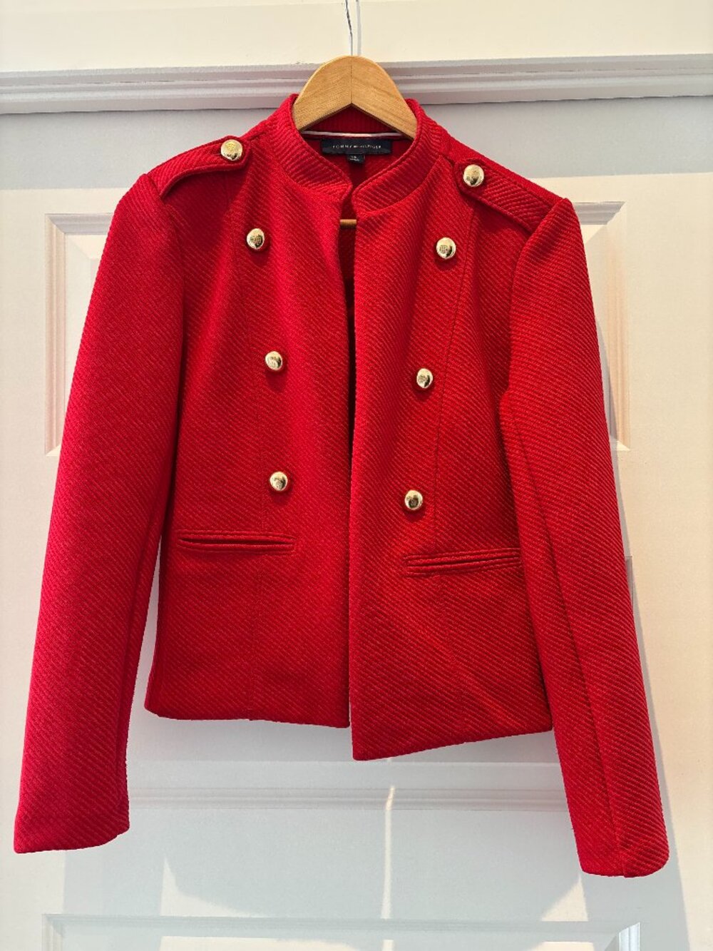 ✨ Tommy Hilfiger Bright Red Military Style Blazer Jacket, size small ✨